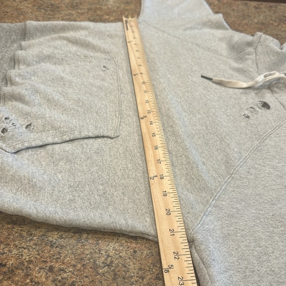 n : PHILANTHROPY Distressed Hoodie Size Large Gray Kangaroo Pocket - Picture 14 of 16